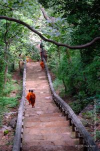 Young Monks showing us it's easy to go down, Phnom Banan, Battambang