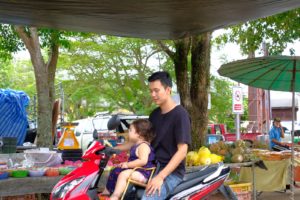 Motorbike and passenger