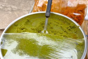 Green curry paste. Market day at Old Lanta