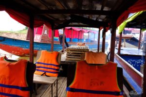 The boat to take us to the Floating village at Kampong Phluk, Cambodia 