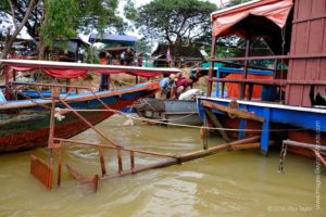Boat propellers at the Floating village at Kampong Phluk, Cambodia 