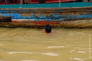 Swimming, Floating village at Kampong Phluk, Cambodia 