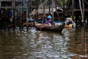 A villager, At the Floating village at Kampong Phluk, Cambodia 
