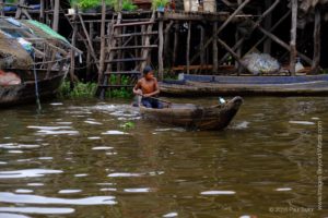 A villager, At the Floating village at Kampong Phluk, Cambodia 