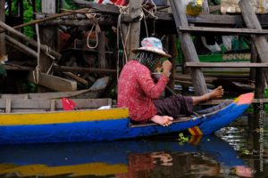 A villager, At the Floating village at Kampong Phluk, Cambodia 