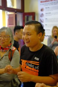 A noodle making demonstration