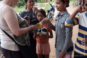 Bracelet Sellers at the end of the track. The Bamboo Train, Battambang.