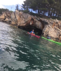 Instructors check out the cave