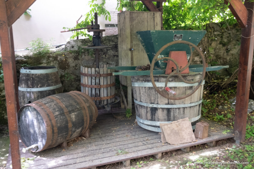 Old barrels used in the past for wine production at Melissinos Winery