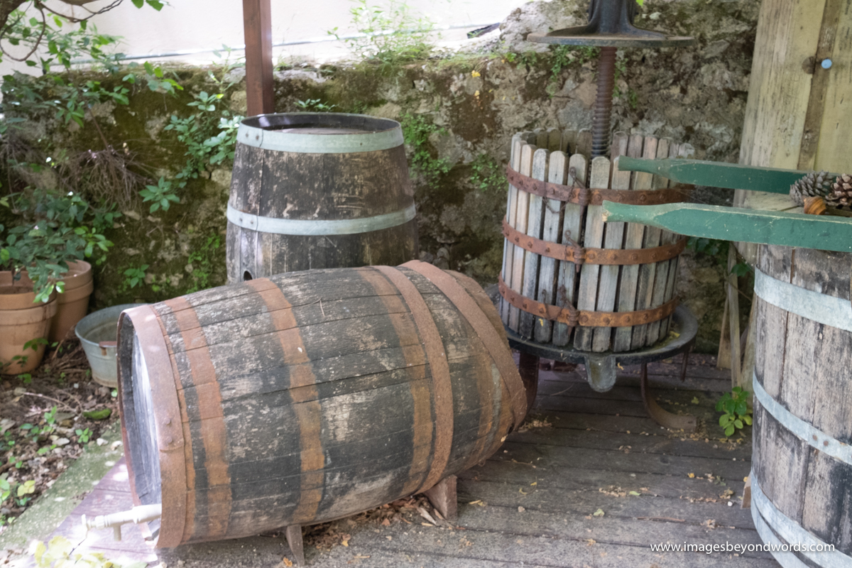 Old barrels used in the past for wine production at Melissinos Winery